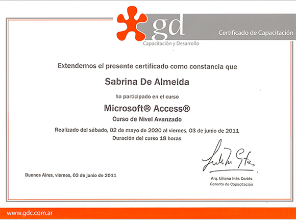 certificado de capacitación de gd capacitación