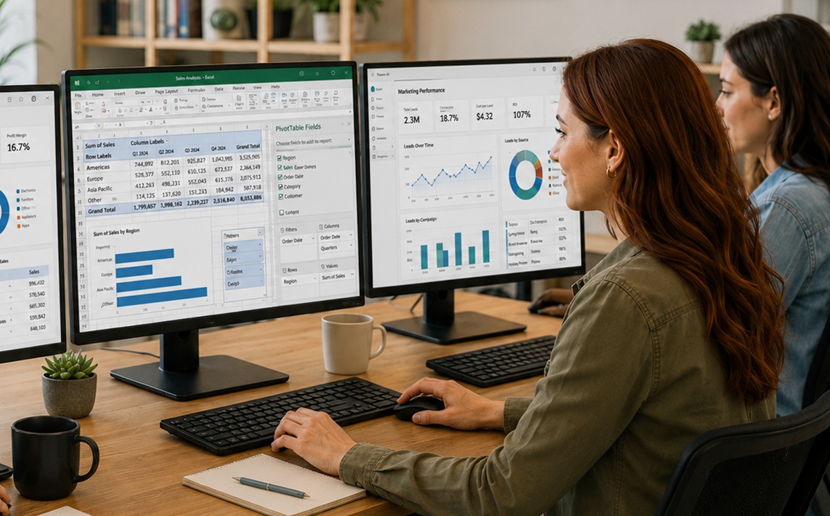 Visual del área Excel, Power BI y datos